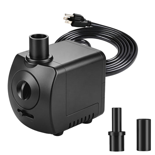 Small Submersible Water Pump 150GPH 4ft High Lift for Fountains Ultra Quiet with Over Heating Protection, Perfect for Hydroponics, Small Pond, Aquariums & More